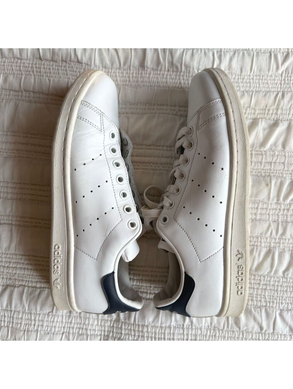 Adidas Stan Smith Leather Low-Top Sneakers White Navy Men’s Size 9 US
